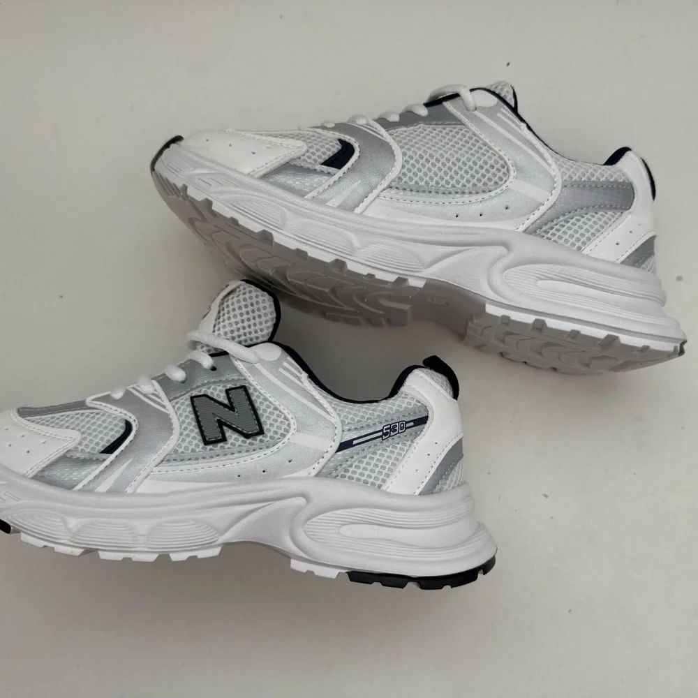 New Balance Kids White and Gray Sneakers - Picture 3 of 3